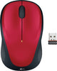 Logitech M235 Wireless Mouse Red Contoured design Glossy Comfort Grip Advanced Optical Tracking 1-year battery life Logitech