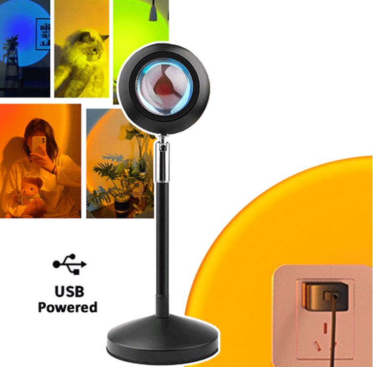 Sansai RGB LED Sunset Lamp 16 colors changing with remote control 180 degrees rotation 6W USB 5V Other