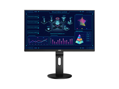 AOC 27' IPS 5ms 2560x1440 Business Monitor  - DP / HDMI / VGA, VESA 100mm Height Adjustable Stand AOC