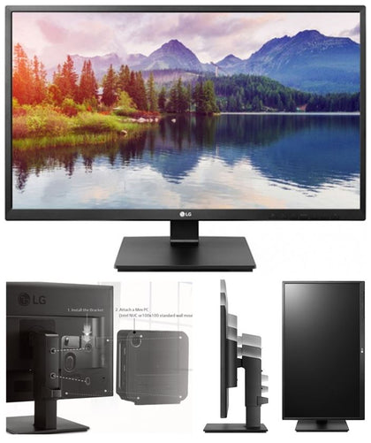 LG 23.8' IPS 5ms Business. Full HD,  Monitor w/HAS PIVOT - VGA/DVI/HDMI/DP USB Speakers VESA100mm Height Adjust Stand LG