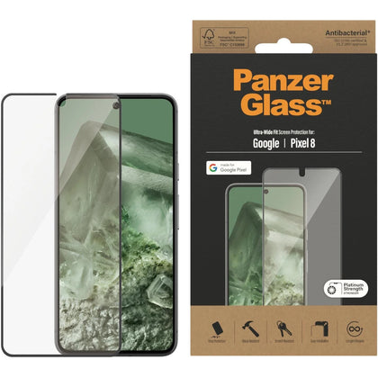 PanzerGlass Google Pixel 8 Screen Protector Ultra-Wide Fit - Clear (4779), Drop Protection, Shock & Scratch Resistant, Platinum Strength, 2YR