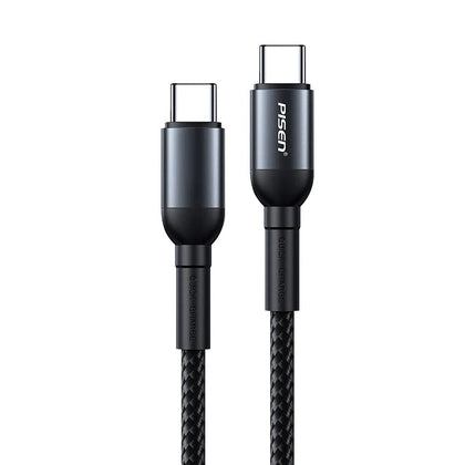 Pisen USB-C to USB-C (3.1 Gen) 60W Fast Charge Cable (1M) Black - Reversible Design, Samsung Galaxy,Apple iPhone,iPad,MacBook,Google,OPPO,Nokia