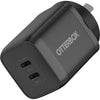 OtterBox 65W Dual Port USB-C (Type I) PD Fast GaN Wall Charger - Black (78-81354), 2x USB-C (45W+20W or Single 65W),Compact,Support PPS,Laptop Charger
