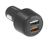 Cygnett CarPower 30W Dual Port Car Charger - Black (CY3680CYCCH), 2xUSB-A(12W & 18W QC 3.0), Fast Car Charger, 3.6x faster than standard 5W Cygnett