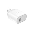 Cygnett PowerPlus 32W USB-C PD Dual Port Wall Charger - White (CY3614POFLW), 1xUSB-C PD (20W),1xUSB-A(12W), Small, Lightweight and Travel Ready Cygnett