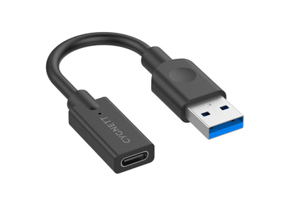 Cygnett Essentials USB-A Male to USB-C Female 10CM Cable Adapter - Black (CY3321PCUSA),5GBPS Fast Data Transfer, Compact Design Male to Female Adapter Cygnett