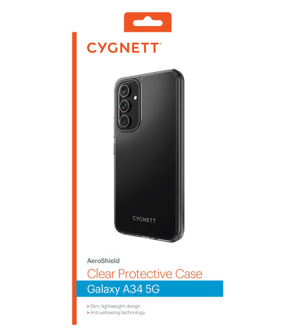 Cygnett AeroShield Samsung Galaxy A34 5G (6.6') Clear Protective Case - (CY4489CPAEG), Slim, Raised Edges, TPU Frame,Hard-Shell Back,Scratch-Resistant