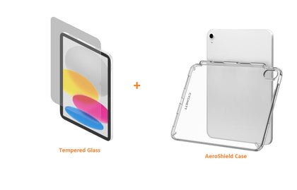 Cygnett AeroShield Case & OpticShield Screen Protector Apple iPad (10.9') (10th Gen) - Clear(CY4567BUNSS),Slim,Raised Edges,Pen Holder,360° Protection