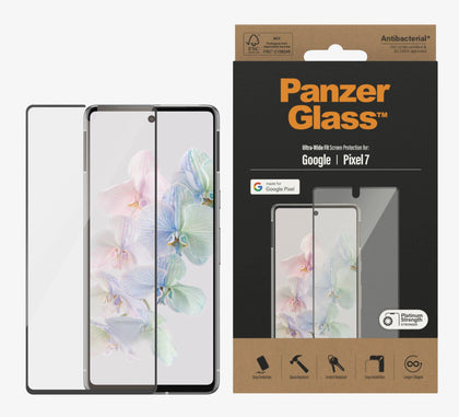 PanzerGlass Google Pixel 7 (6.3') Screen Protector Ultra-Wide Fit - (4772), AntiBacterial, Scratch Resistant, Shock Resistant, Drop Protection Panzer Glass