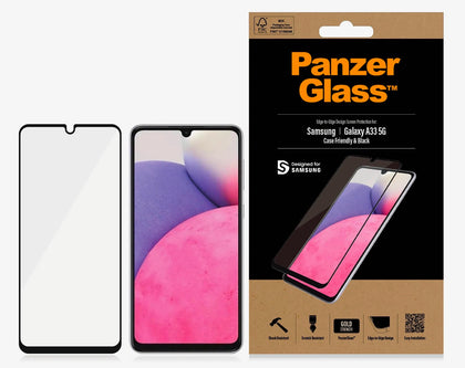 PanzerGlass Samsung Galaxy A33 5G (6.4') Screen Protector - Black (7291), Edge-to-Edge, Scratch Resistant, Shock Resistant, Case-Friendly, 100% Touch Panzer Glass