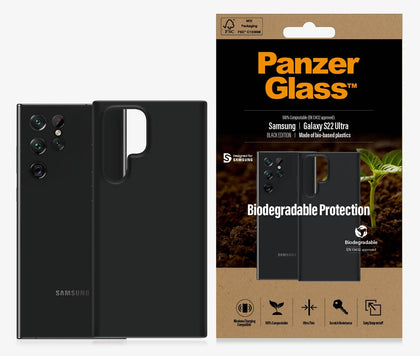 PanzerGlass Samsung Galaxy S22 Ultra 5G (6.8') Biodegradable Case - Black (0376), Wireless Charging Compatible, Scratch Resistant, Ultra-Thin, Durable Panzer Glass