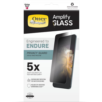 OtterBox Apple iPhone 13 / iPhone 13 Pro Amplify Glass Privacy Antimicrobial Screen Protector - (77-85964), 5X Anti-Scratch Defense, Reinforced Edges Otterbox