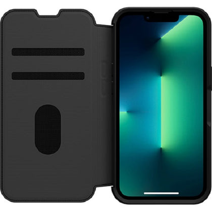 OtterBox Apple iPhone 13 Pro Strada Series Case - Shadow Black (77-85796), 3X Military Standard Drop Protection, Leather Folio Cover, Card Holder Otterbox