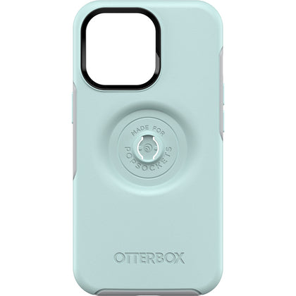 OtterBox Apple iPhone 13 Pro Otter + Pop Symmetry Series Antimicrobial Case - Tranquil Waters (Light Teal / Grey) (77-83545), Easy to Swap PopTop Otterbox