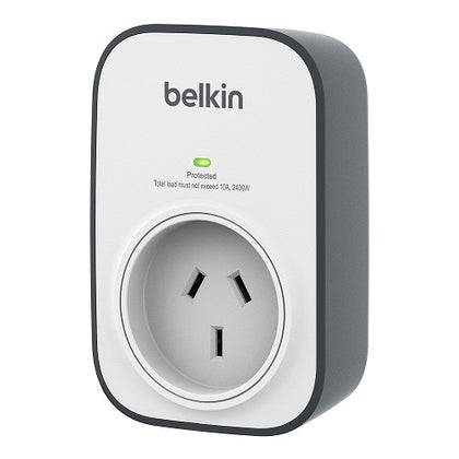 Belkin SurgeCube 1-Outlet Surge Protector - White/Grey (BSV102au),Rated to withstand power surge of 306 Joules, $15,000 CEW, Wall-Mountable Design Belkin