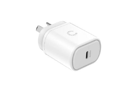 Cygnett PowerPlus 20W USB-C PD Wall Charger - White (CY3612PDWCH),1xUSB-C PD (20W), Compact, Travel Ready Fast Charger, 20W output with Power Delivery Cygnett