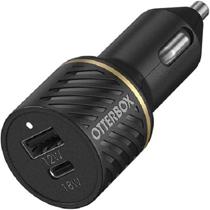 OtterBox 30W Dual Port Premium Car Charger - Black (78-52545), 1x USB-A (12W),1x USB-C PD (18W), Compact, Smart & Safe Charging,Charge Multiple Device Otterbox