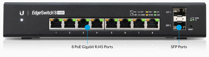 Ubiquiti EdgeSwitch 8 - 8-Port Managed PoE+ Gigabit Switch, 2 SFP, 150W Total Power Output - Supports PoE+ and 24v Passive freeshipping - Goodmayes Online