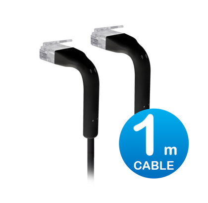 UniFi Patch Cable 1m Black, Both End Bendable to 90 Degree, RJ45 Ethernet Cable, Cat6, Ultra-Thin 3mm Diameter U-Cable-Patch-1M-RJ45-BK Ubiquiti