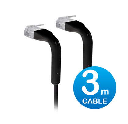 UniFi Patch Cable 3m Black, Both End Bendable to 90 Degree, RJ45 Ethernet Cable, Cat6, Ultra-Thin 3mm Diameter U-Cable-Patch-3M-RJ45-BK Ubiquiti