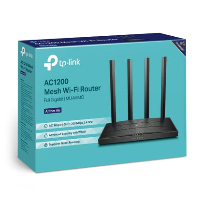 TP-Link Archer A6 AC1200 Wireless MU-MIMO Gigabit Router (OneMesh) Dual-Band Wi-Fi – 867 Mbps at 5 GHz and 300 Mbps at 2.4 GHz band TP-LINK