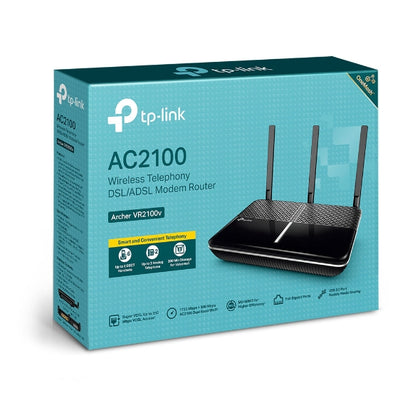 TP-Link Archer VR2100v AC2100 Wireless MU-MIMO VDSL/ADSL Telephony Modem Router VDSL2 With VoIP, Profile 35b Up To 1733Mbps, MU-M TP-LINK
