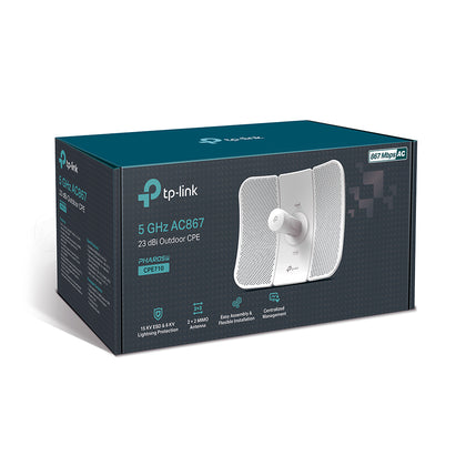 TP-Link CPE710 5GHz AC 867Mbps 23dBi High-gain Directional Outdoor CPE, IP65 Weather Proof, Lightning Protection, Passive POE, Centralised Management, TP-LINK