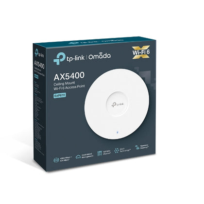 TP-Link EAP670 AX5400 Ceiling Mount WiFi 6 Access Point, 574 Mbps 2.4 GHz and 4804 Mbps 5 GHz, (RJ-45), Omada Cloud Management, Seamless Roaming TP-LINK