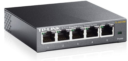 TP-Link TL-SG105E 5-Port Gigabit Desktop Easy Smart Switch, 5 10/100/1000Mbps RJ45 Ports, MTU/Port/Tag-based VLAN, QoS, IGMP Snooping TP-LINK