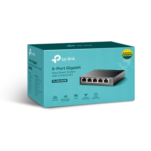 TP-Link TL-SG105PE 5-Port Gigabit Easy Smart Switch with 4-Port PoE+, Up To 65W For All POE Ports, Up To 30W Each Port TP-LINK