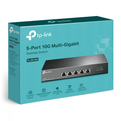 TP-Link TL-SX105 5-Port 10G Desktop Switch, up to 100 Gbps switching capacity, Auto-negotiation, Silent Operation, Metal Casing TP-LINK