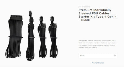 Corsair - Black Premium Individually Sleeved PSU Cables Starter Kit Type 4 Gen 4 – White Corsair