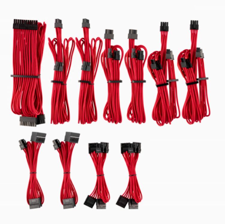 For Corsair PSU - Red Premium Individually Sleeved DC Cable Pro Kit, Type 4 (Generation 4) Corsair
