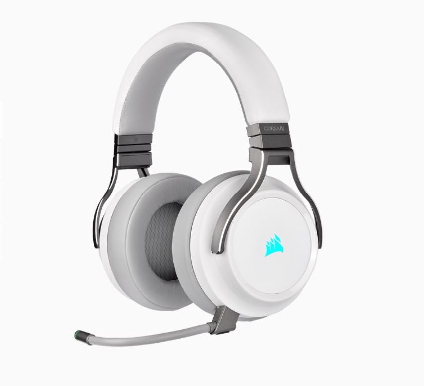 Corsair Virtuoso Wireless RGB White 7.1 Audio. High Fidelity Ultra Comfort, supports USB and 3.5mm Gaming Headset. Headphone Corsair