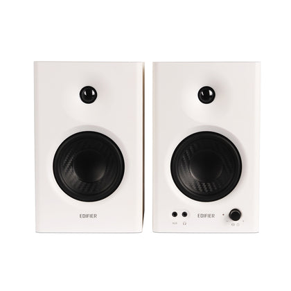 Edifier MR4 Studio Monitor - Smooth Frequency, 1' Silk Dome Tweeter, 4'  Diaphragm Woofer, Wooden, RCA TRS, AUX, Ideal for Content Creators - White freeshipping - Goodmayes Online