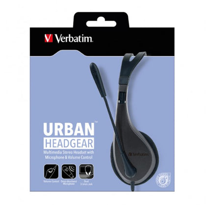 Verbatim Multimedia Headset with Microphone - Headphones Wide Frequency Stereo, 40mm Drivers, Comfortable Ergonomic Fit, Adjustable Verbatim