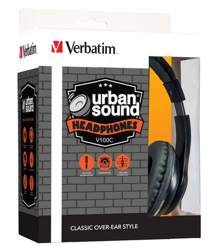 Verbatim Stereo Headphone Classic - Black, Headphones Over-Ear Design, 1.2 Meter Cable Included, Great for Music on Smartphone, Laptop, Desktop Verbatim