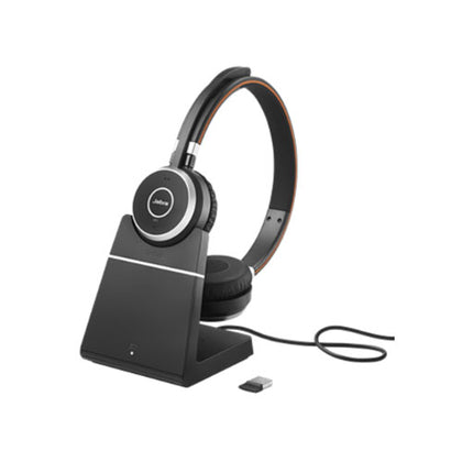 Jabra Evolve 65 SE MS Stereo Bluetooth Business Headset, Includes Charging Stand & Link380a Dongle,Long Wireless Range, 2ys Warranty