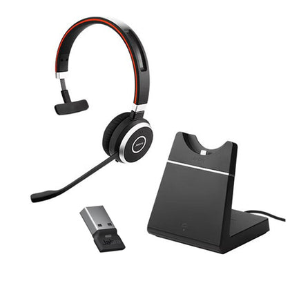 Jabra Evolve 65 SE UC Mono Headset, Includes Charging Stand & Link380a Dongle, Dual Connectivity, 2ys Warranty