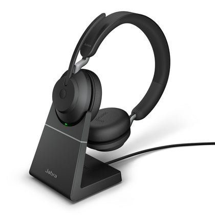 Jabra Evolve2 65 MS Stereo Bluetooth Headset, Includes USB-C Dongle & Chargin Stand, Passive Noise-cancellation, 2ys Warranty