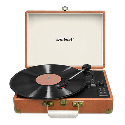 mbeat® Woodstock Retro Turntable Recorder with Bluetooth & USB Direct Recording - Built-in Dual Speakers, Aux-in-out, Bluetooth Speaker Function MBEAT