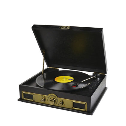 mbeat® Vintage USB Turntable with Bluetooth Speaker and AM/FM Radio -  Vinyl Turntable Record Player , USB, AUX-in, Vinyl 33/45/78 - Black MBEAT
