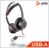 Plantronics/Poly Blackwire 7225 headset, USB-A, Black, corded, active noise cancelling, SoundGuard, 4 Mics boomless design