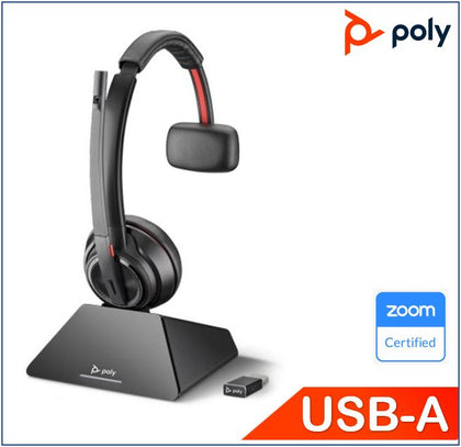Plantronics/Poly Savi 8210 UC Headset, USB-A, Mono, DECT Wireless, great for softphones, crystal clear audio, up to 13 hours talk