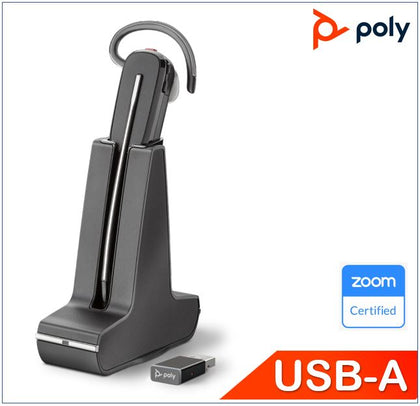 Plantronics/Poly Savi 8240 UC Convertible Headset, USB-A, DECT Wireless, crystal clear audio, ANC, one-touch control, up to 7 hours talk