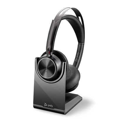 Plantronics/Poly Voyager Focus 2 UC Headset, Standard, USB A,  Charge stand, Active Noise Canceling, Acoustic Fence, Stereo Sound, Dynamic Mute Alert