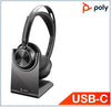 Plantronics/Poly Voyager Focus 2 UC Headset, USB-C, with Charge Stand, up to 19 hours, Active Noise Canceling, Acoustic Fence, Stereo Sound, Mute Aler
