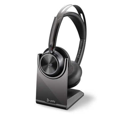 Plantronics/Poly Voyager Focus 2 UC Headset, Teams, USB A,  Charge stand, Active Noise Canceling, Acoustic Fence, Stereo Sound, Dynamic Mute Alert