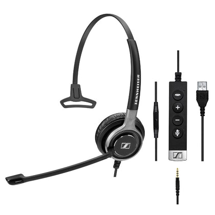 EPOS | Sennheiser SC635 USB, Wired monaural UC headset with 3.5 mm jack and USB connectivity. In-line call control on USB cable and in-line mini call Sennheiser