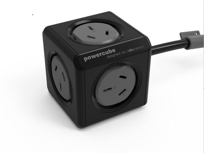 ALLOCACOC POWERCUBE EXTENED - 5 OUTLETS , 1.5M WITH SURGE in Black New